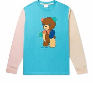Teddy Fresh long sleeve T shirt top color block pastel bear Size M NWOT